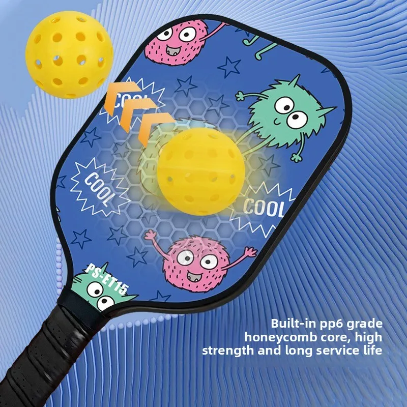 مجموعة مجاديف كرة البيسبول للأطفال من الألياف الزجاجية المطبوعة برسوم كرتونية بيكلبول خفيفة الوزن على شكل قرص العسل هدايا مضرب للأطفال