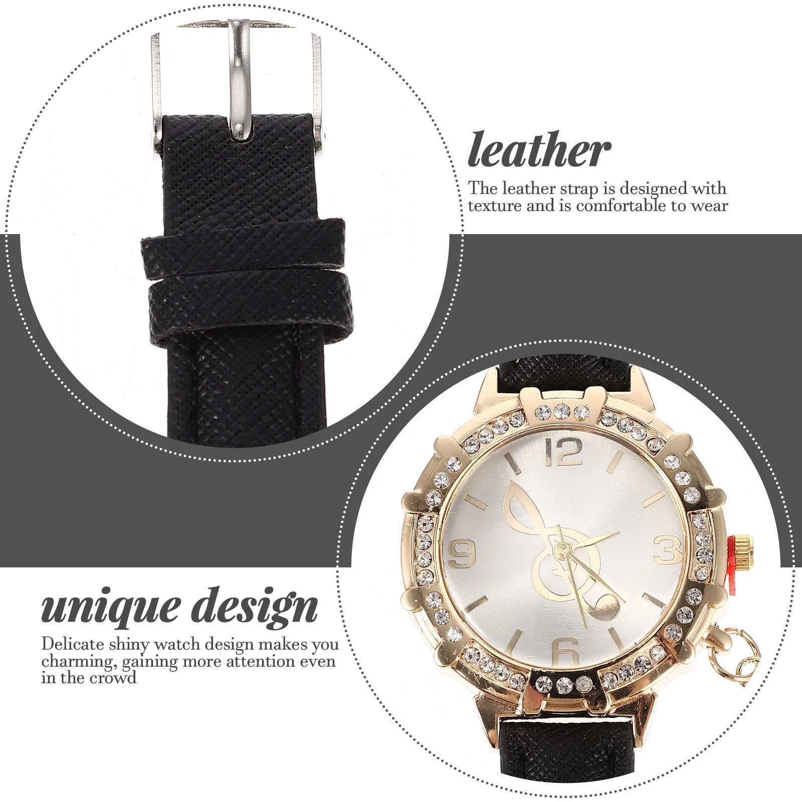

Diamond Watch Women's Diamond-set Rhinestone Watches for Wrist Female Black Miss