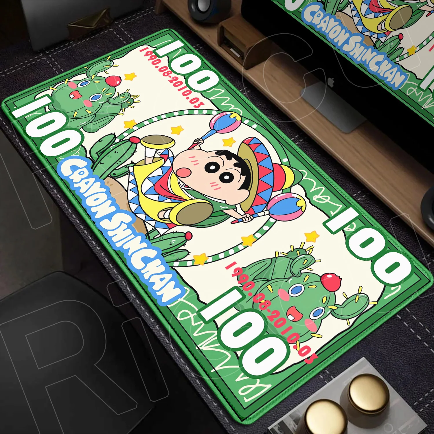 HD Print Pink Cartoon Crayon Shin-chans Mousepad 120x60cm Computer Gamers Stitch Edge Keyboard Table Mat XXXL Non-slip Mouse Pad