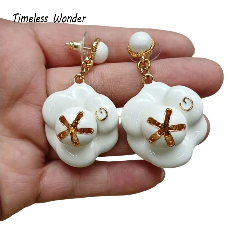 Timeless Wonder Fancy Enamel 3D Floral Stud Earrings for Women Designer Jewelry Runway Goth Rare Cute Gift Sweet 5155