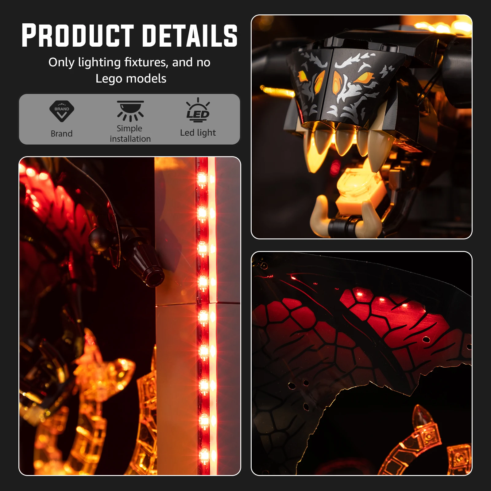 Nenhum modelo conjunto de iluminação LED adequado para LEGO O Senhor dos Anéis Balrog Book Nook 10367 (excluindo blocos de construção)