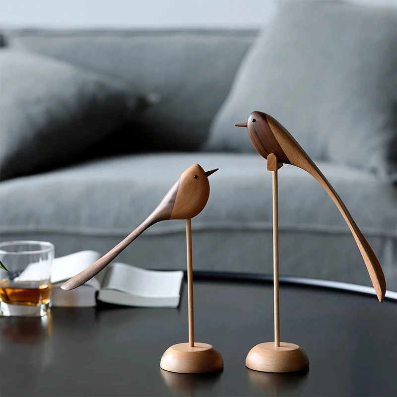 Danish Ornaments Jewelry Carving Wooden Play Nordic Style Puppet Home Furnishing Features Wood Bird