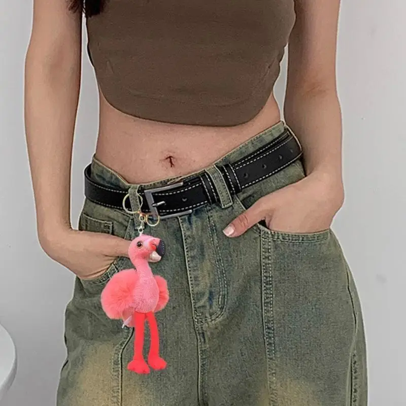 C63C كرتون محشوة فلامنغو المفاتيح الفخمة قلادة الفتاة سحر حلية كاركي