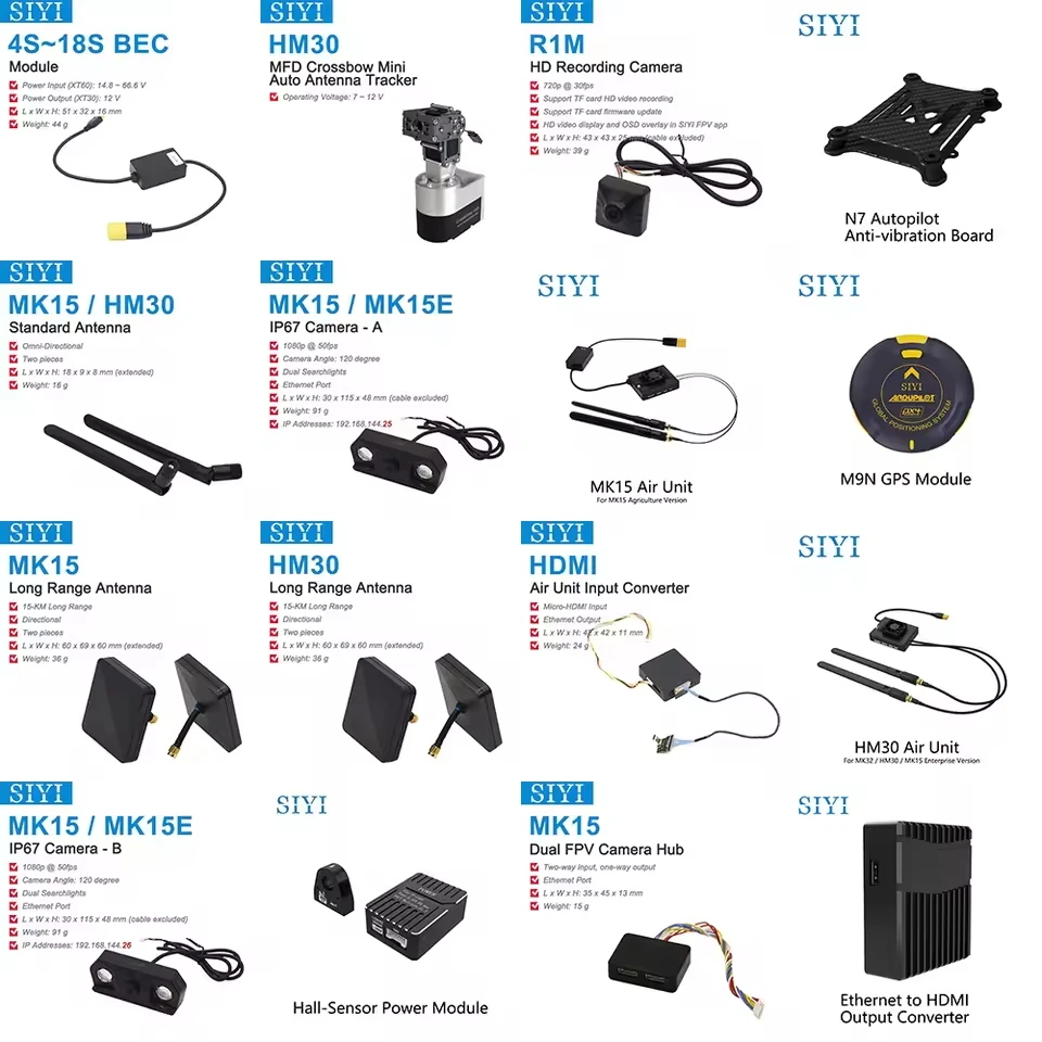 SIYI Originele Accessoire MK15 MK32 Air Unit Lange Afstand Directionele Antenne Camera Hub BEC Module Hall-Sensor Power module