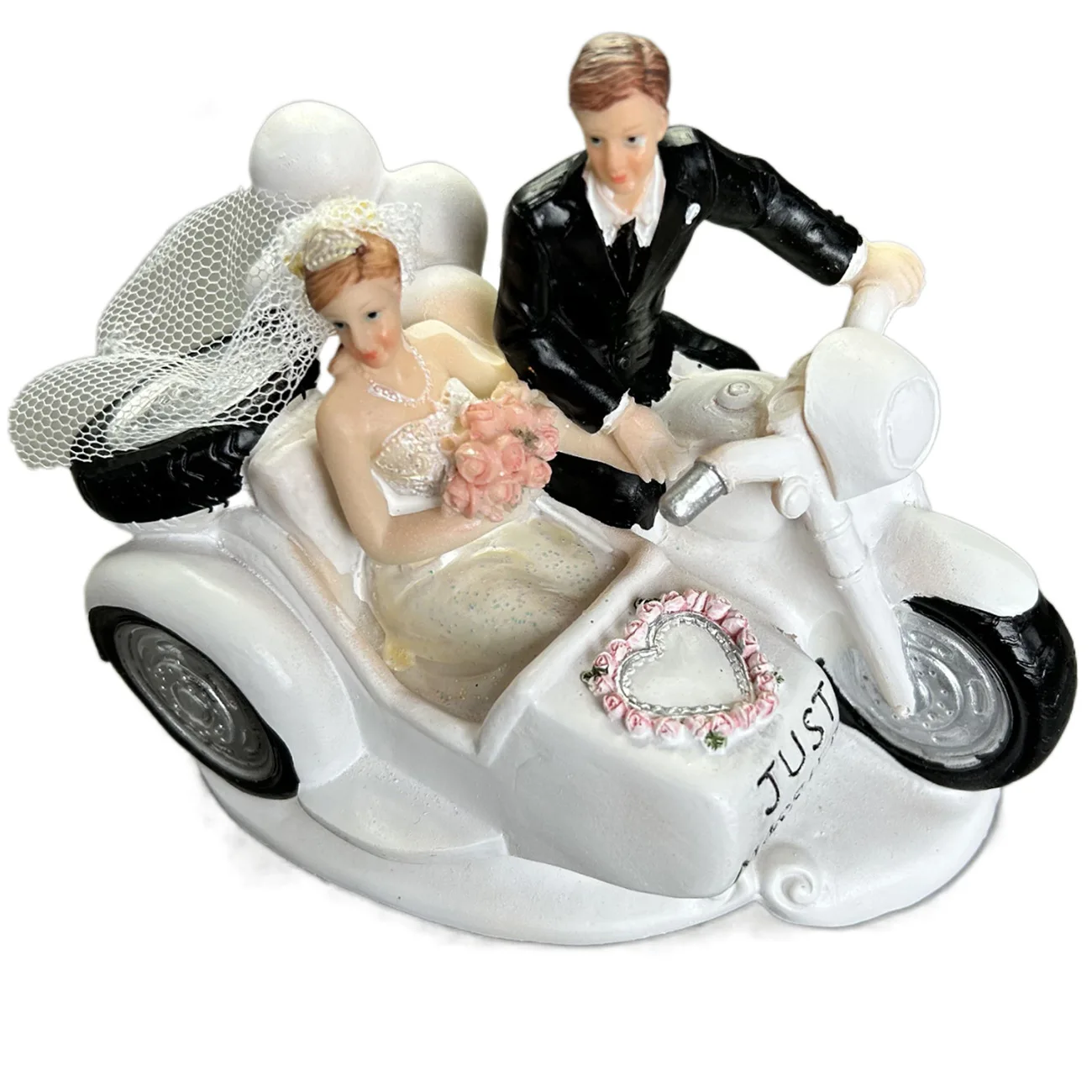 Cake Topper Fashion Resin Bride Groom on Motorcycle Figurine Wedding Ornament