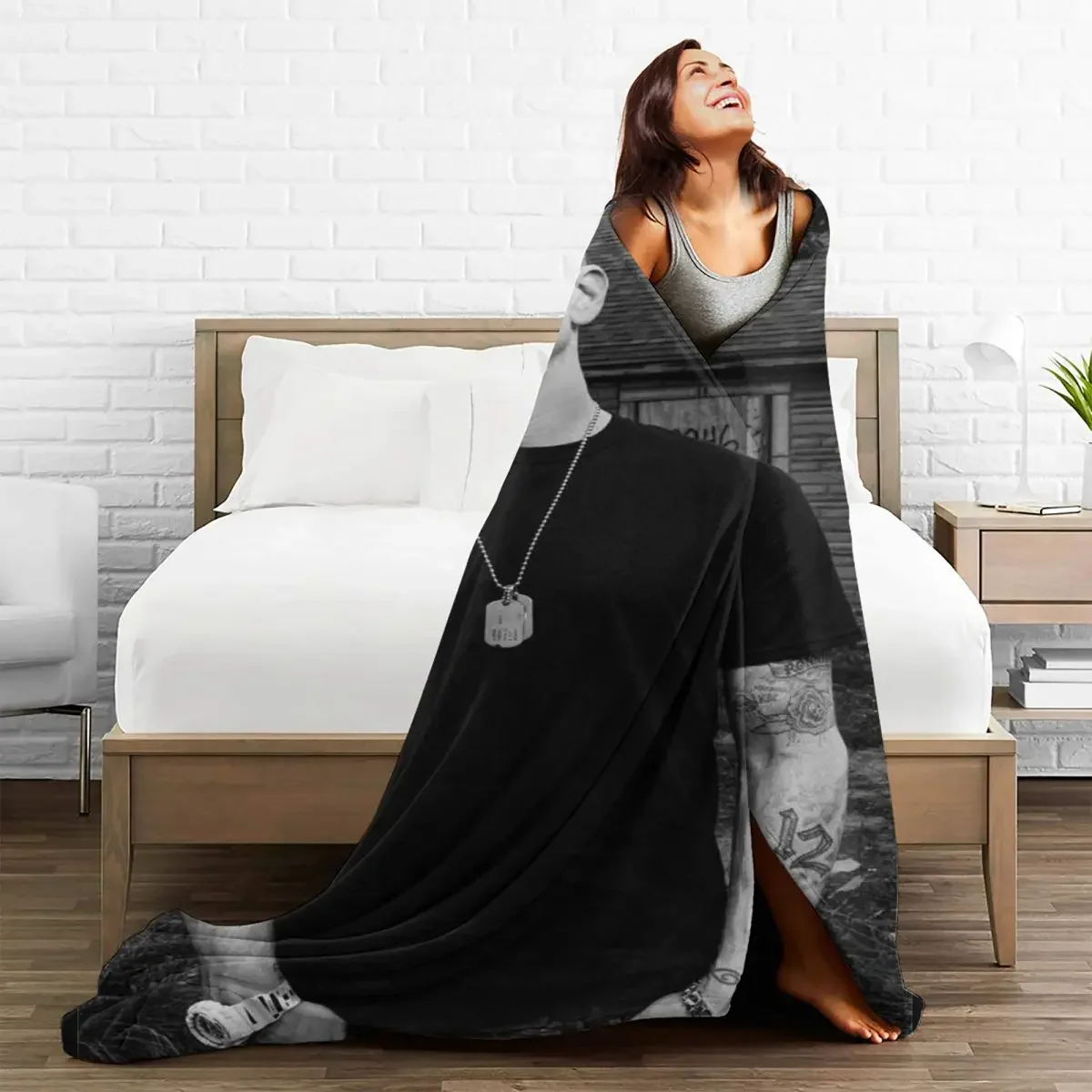 

Eminem Pop Rapper Baby Blankets Flannel Print Soft Multifunction Throw Blankets for Bedding Outdoor Bedspreads