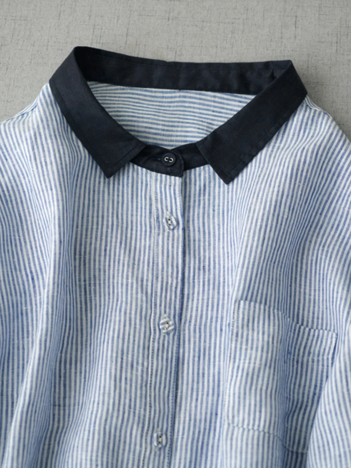 Loose Fit Women's Long Sve Striped Linen irt Versatile Autumn Faion Commute Sle Casual  Collar Button up Top