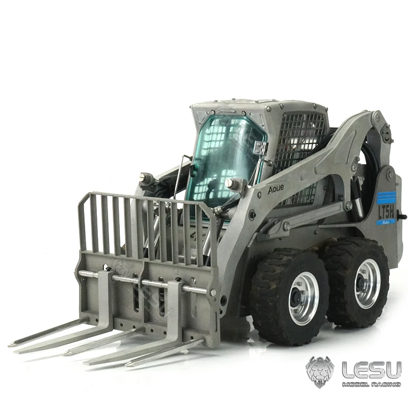 LESU1/14 Modello meccanico idraulico di ingegneria Bobcat caricatore antiscivolo retrofitto con secchio forcella in metallo aggiornato