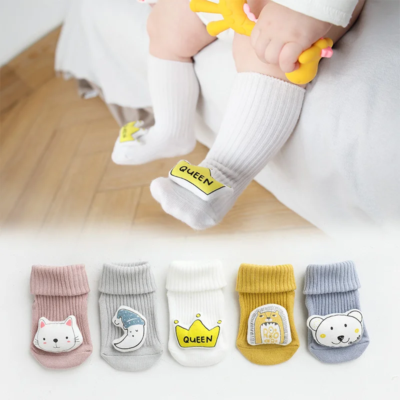 Autumn Winter Soft Cotton Baby Girls Socks Newborn Baby Cute Cartoon Animal Socks Infant Boy Socks Anti Slip Floor Sock 0-2Years