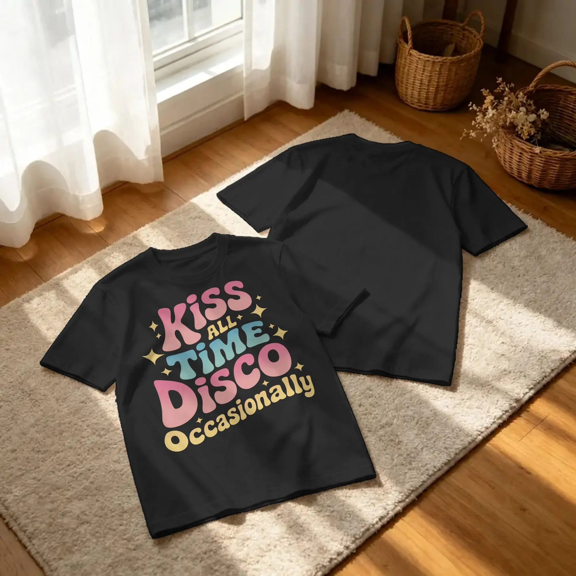 Men Women Kiss All The Time Disco Occasionally Funny Harrys T Shirt  Styles Pure Cotton Clothing Funny O Neck Tees Gift T-Shirts