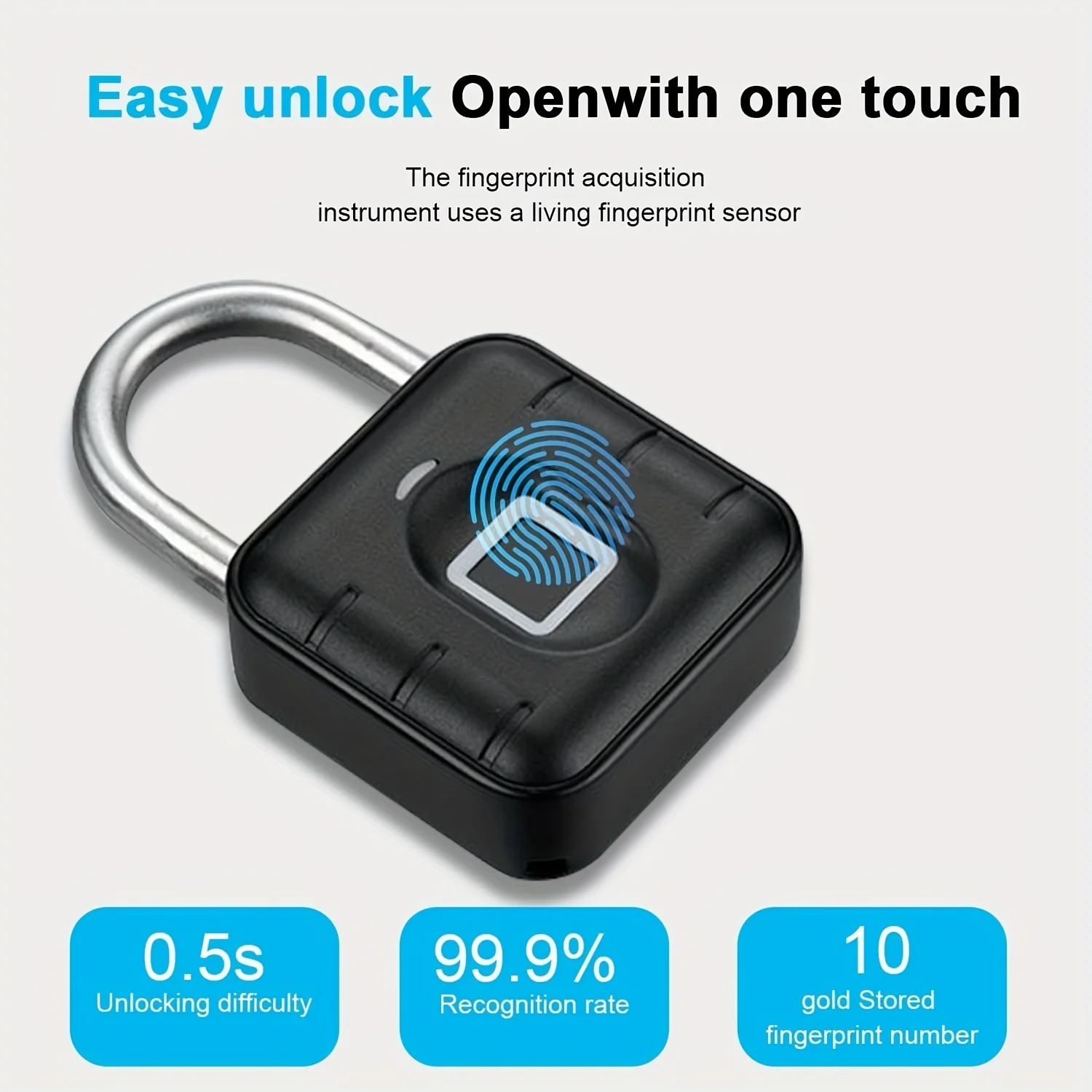 

KERUI Fingerprint Padlock for Door Keyless Outdoor Waterproof Padlock USB Rechargeable Security Padlock Easy to Use