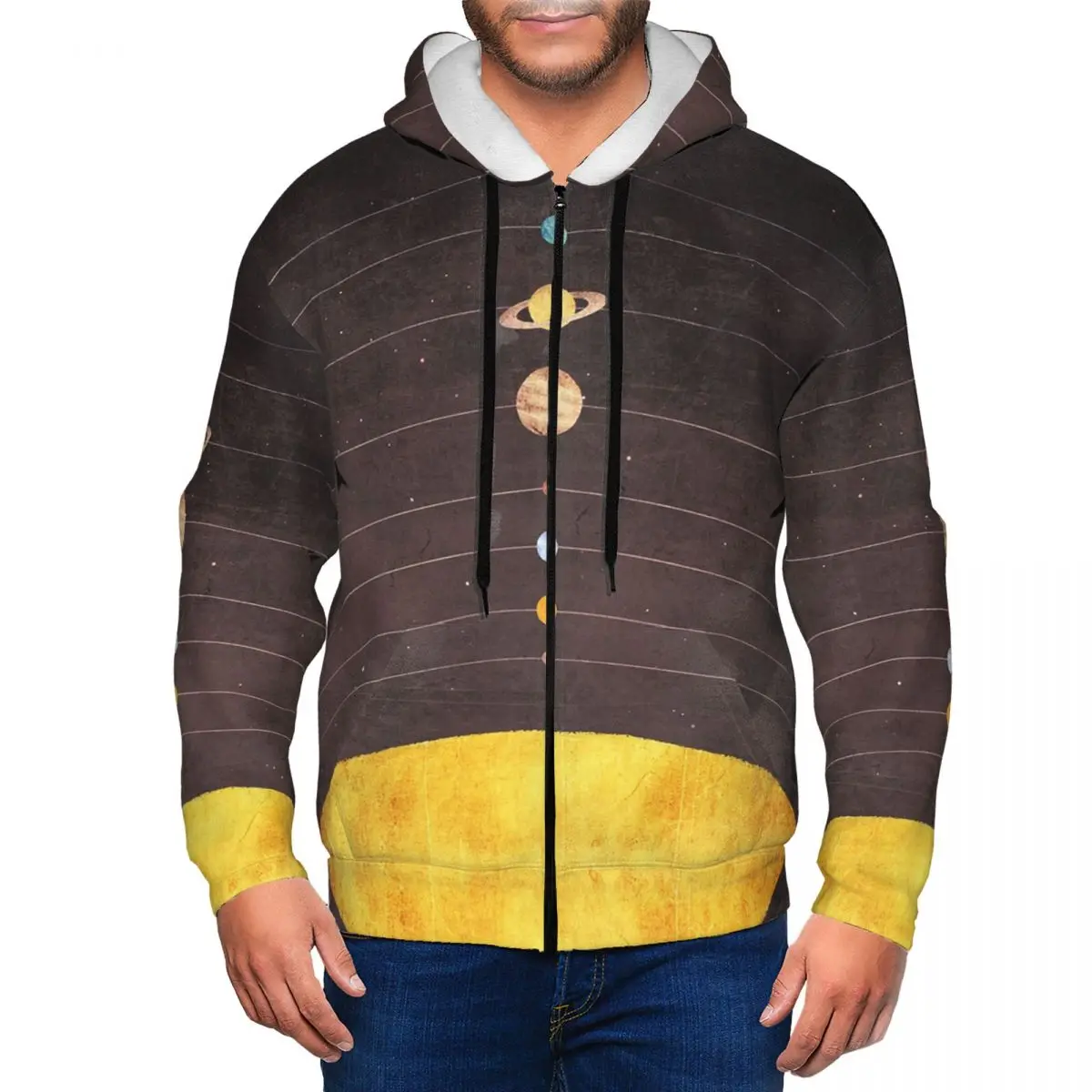 Solar System Zipper Hoodie Harajuku Pullover Autumn Winter Men's Women's Sweatshirts Long Sleeve Tops