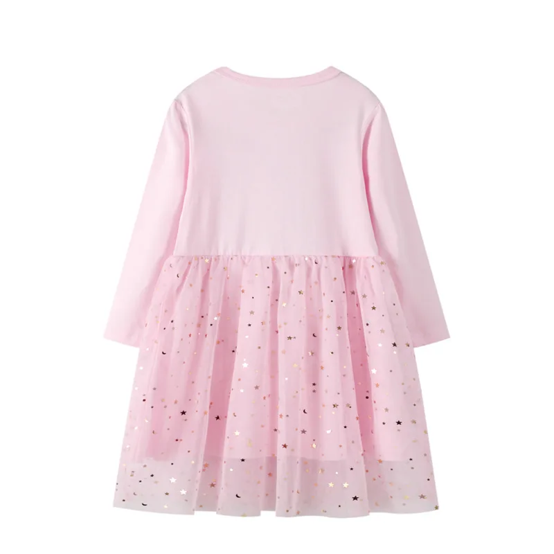 Kids Girls Rabbit Embroidery Long Sleeve Sequins Princess Dresses Children's Clothing Mesh Skirt Toddler Casual Daily Costume