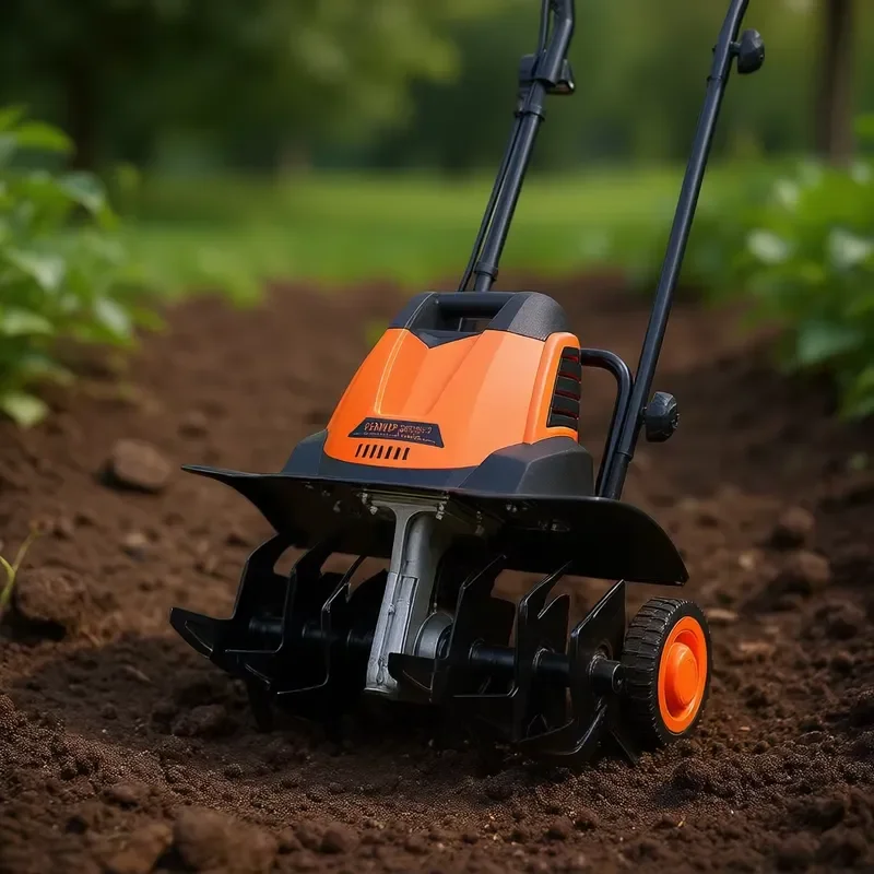 Electric Tiller Cultivator for Garden Use 18 Inch Width 3.94 Inch Depth Front Tine Soil Digging Rototiller