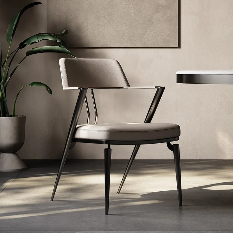 Dining chair Villa restaurant Household high-end dining table and chair Italian minimalist study backrest book chair