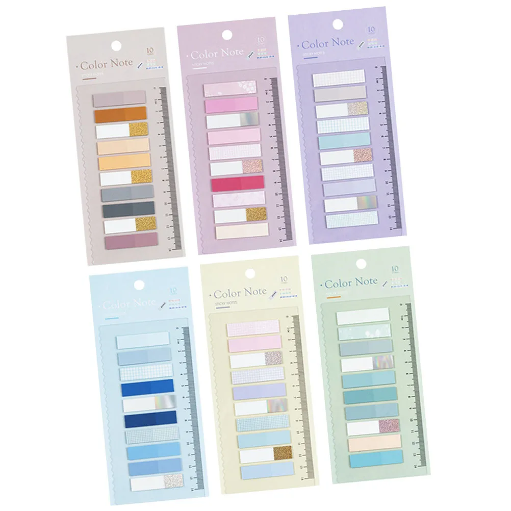

6Sets Page Marker Paper Stickers Colorful Reusable Memo Pads for Office School Book Annotation Supplies