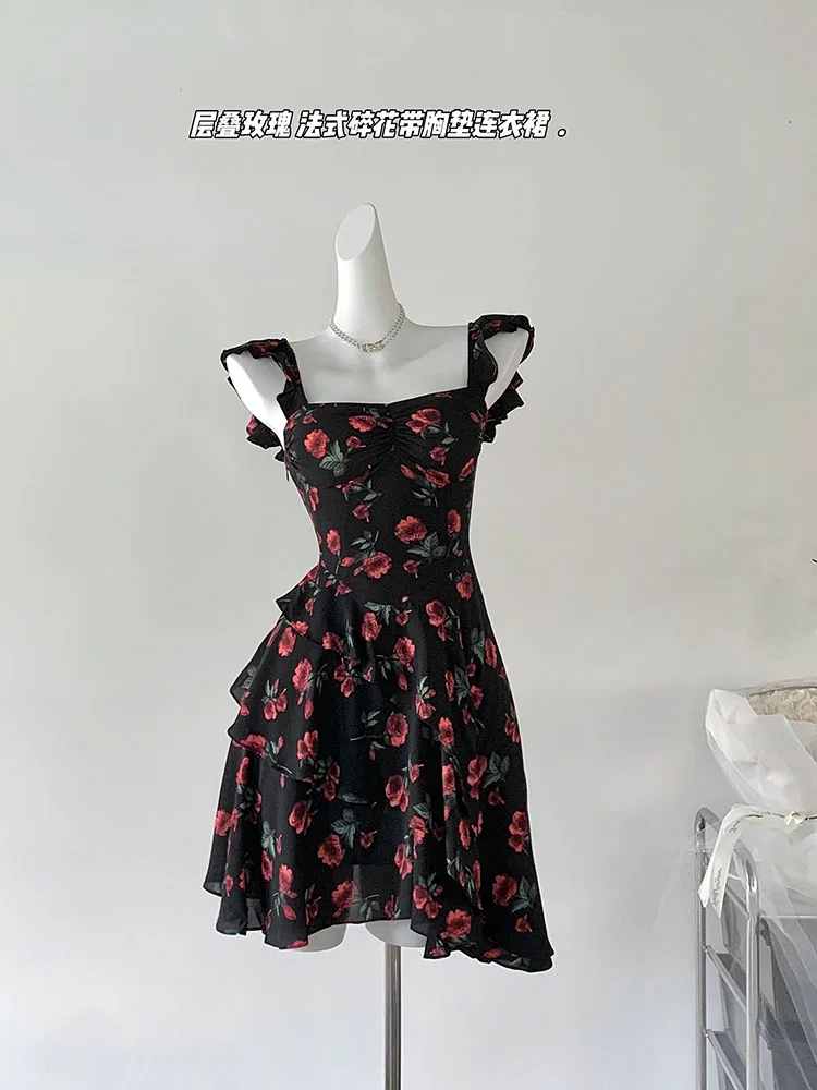 

Spring Summer Floral Dress Sleeveless Casual Elegant Print A-Line Dress Party Prom Holiday Beach Sundress Clothes Banquet Sweet