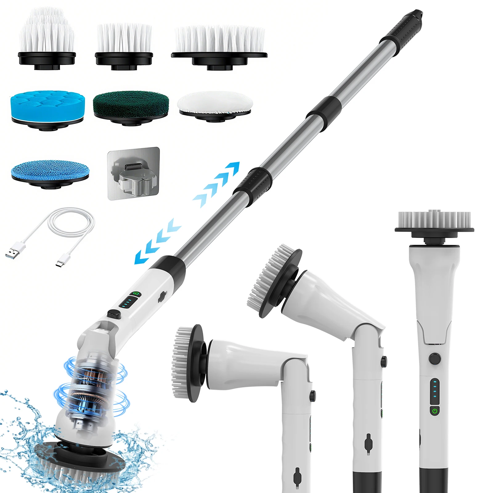 

Экологичная ручная электрическая щетка для чистки вращающегося скруббера, пластиковые кухонные щетки для чистки