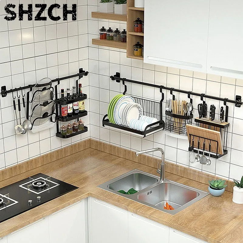 Multi-Functional Wall Mounted Knife Holder Dish Drainer Kitchen Storage Rack