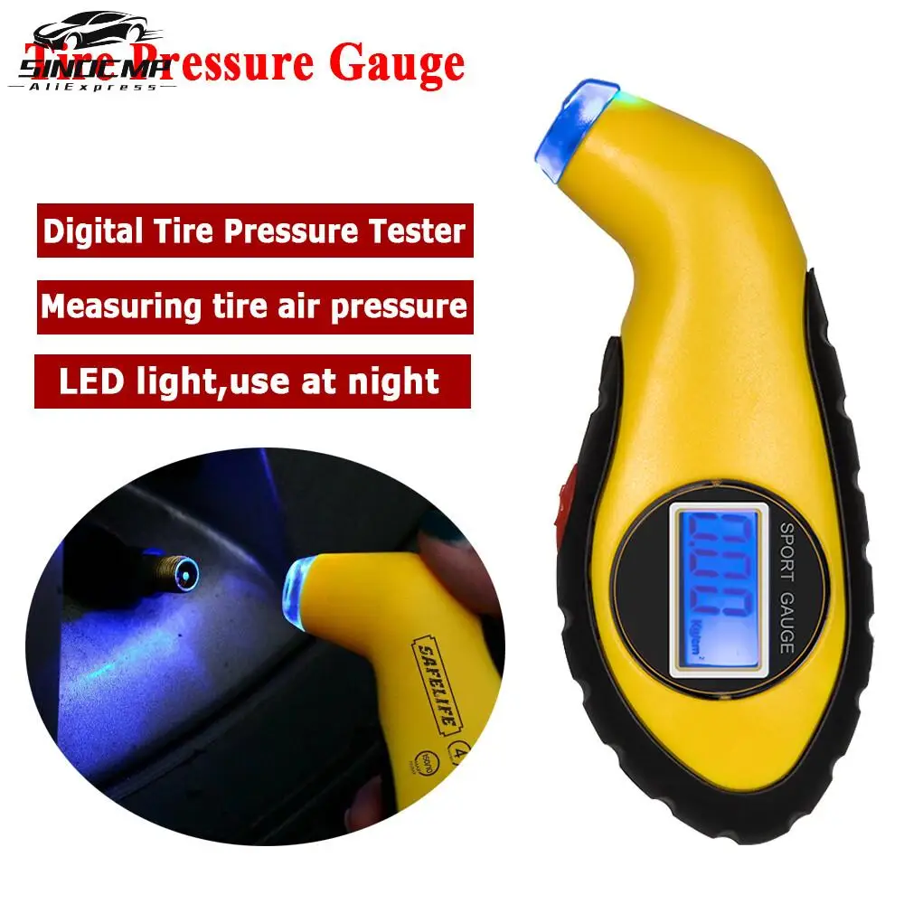 Portable Digital LCD Tyre Air Pressure Gauge Tester Tyre Gage 5.0-100PSI For Auto Car Motorcycle Van Vacuum Pressure Tester