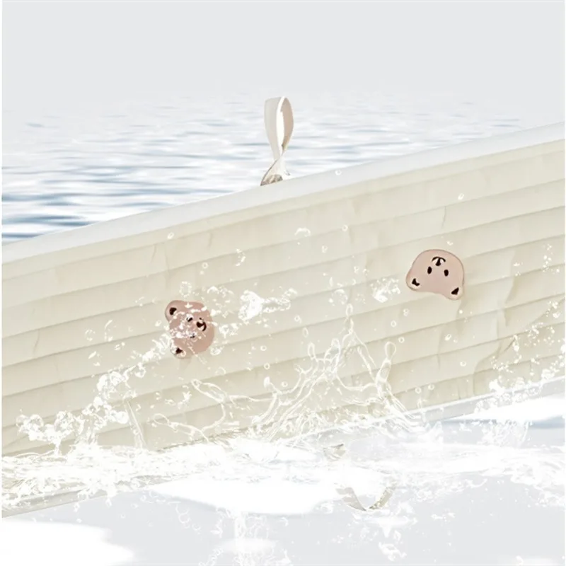 ممتص الصدمات القطني القابل للتنفس على شكل دب صغير - غلاف حماية للسرير مضاد للعض مع تصميم بلون موحد، وحماية حافة أمان لحديثي الولادة