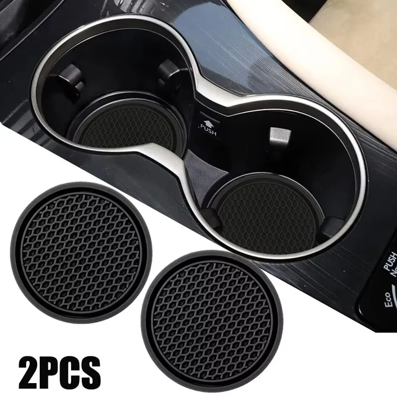 2pcs Black Car Auto Cup Holder Anti Slip Insert Coasters Pads Interior Accessories For Most Cups