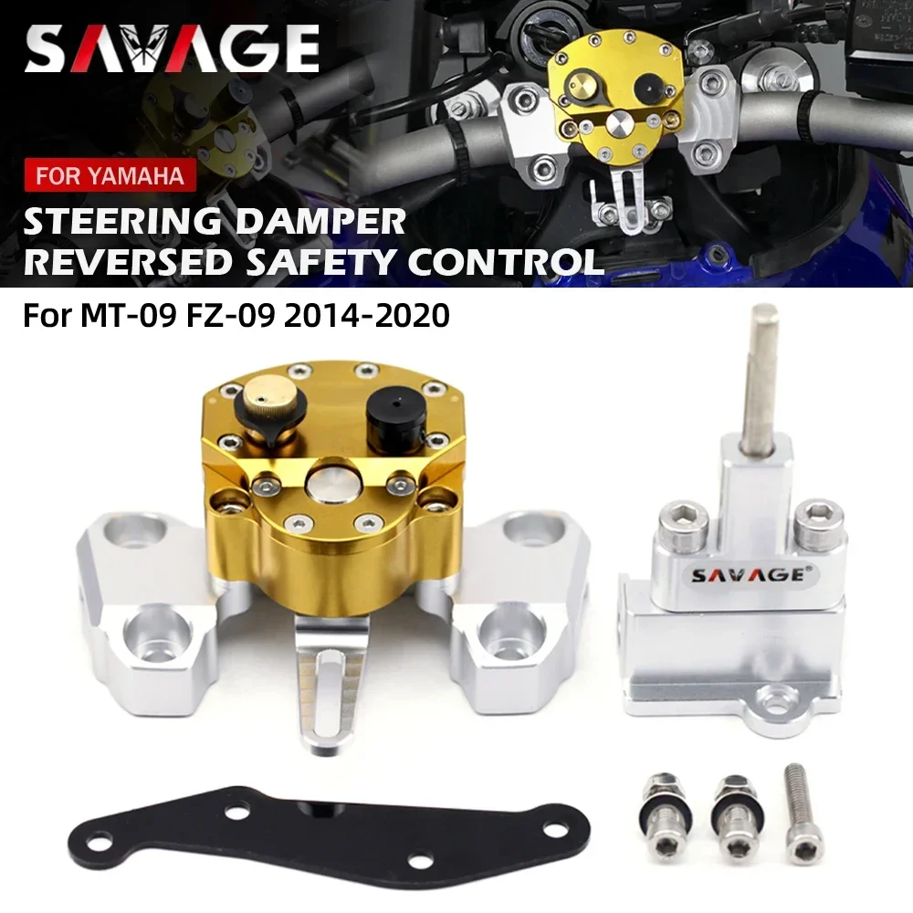 SAVAGE Steering Damper Stabilizer For YAMAHA MT-09 FZ-09 MT09 FZ09 2014-2020 Motorcycle Shock Absorber Kit Reverse Safety