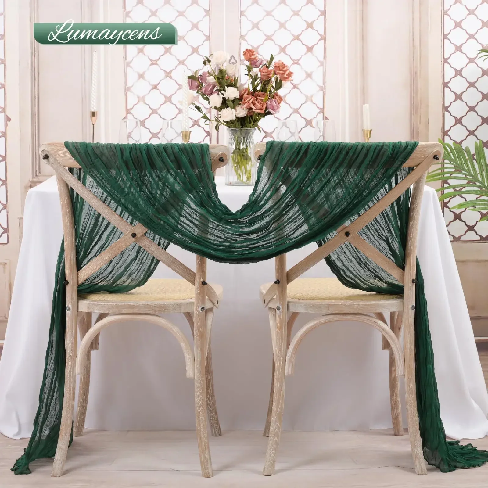 10PCS 40x275cm Christmas Gauze Table Runner Semi-Sheer Cheesecloth Wedding Table Setting Dining Party Arches Cake Decor