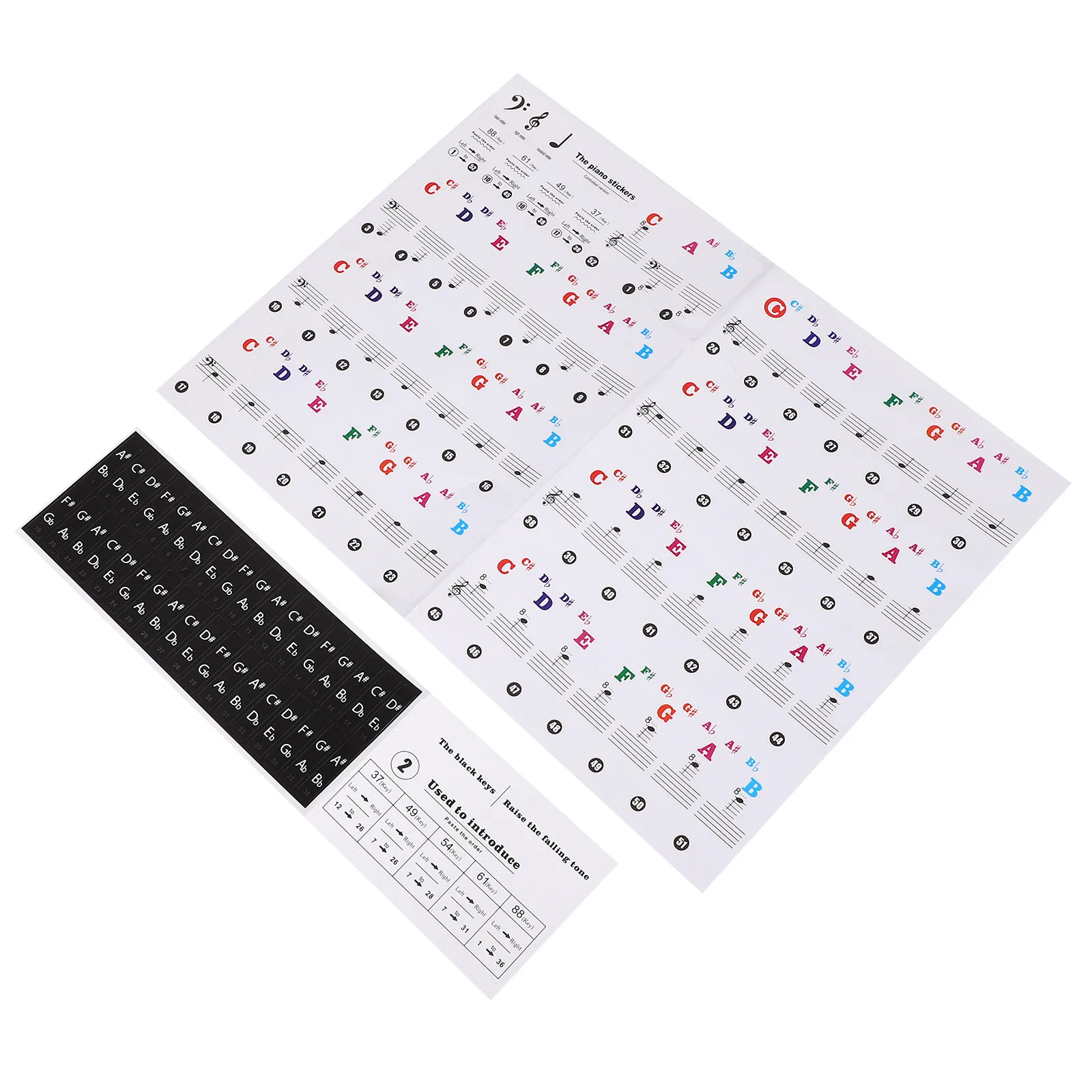 1Sheet Piano Keyboard Stickers Paper Professional Adhesive Easy Remove No Glue Residue Piano Note Labels for Beginners