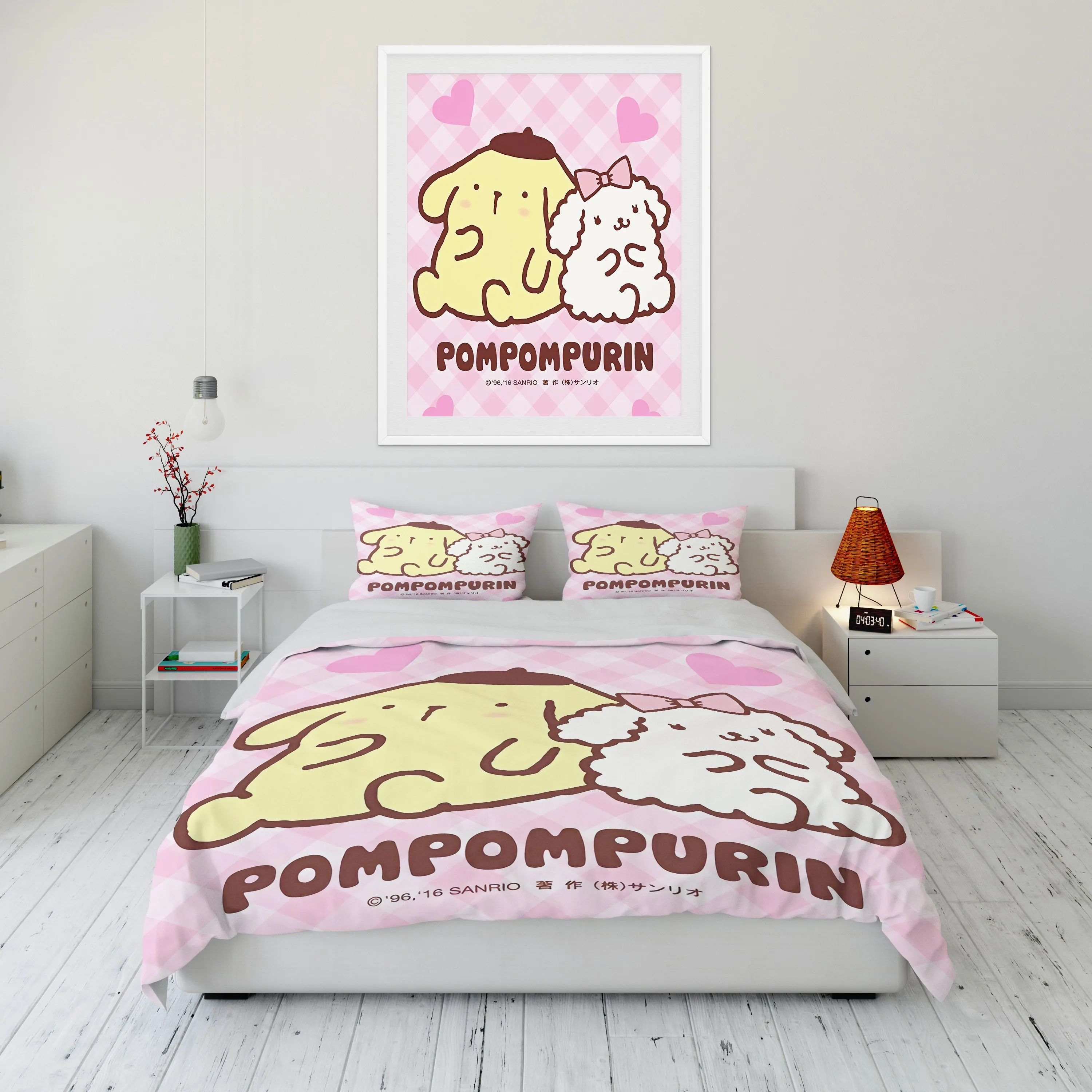 10-rozmiarowy zestaw pościeli z nadrukiem Sanrio Pom Pom Purin Zestaw pościeli z mikrofibry z kreskówek Poszewka na poduszkę dla dorosłych Zestaw