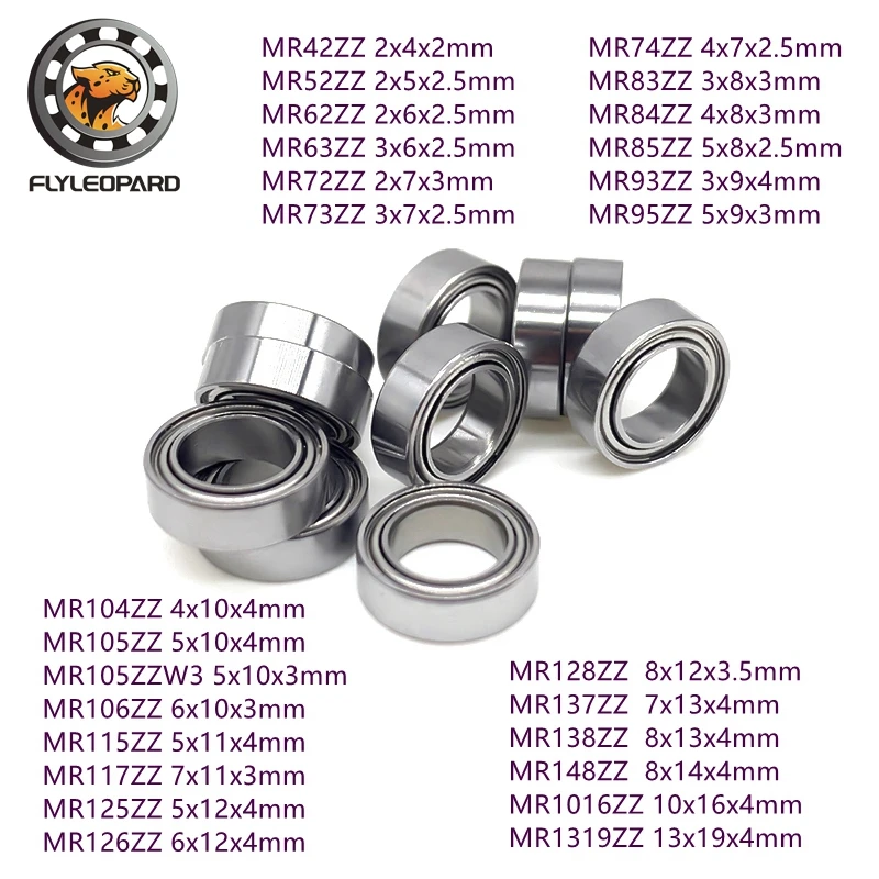 10PCS MR72ZZ MR73ZZ MR83ZZ MR84ZZ MR95ZZ MR105ZZ Miniature Ball Bearings Chrome Steel ZZ Double Sealed for Drone Micro Motor