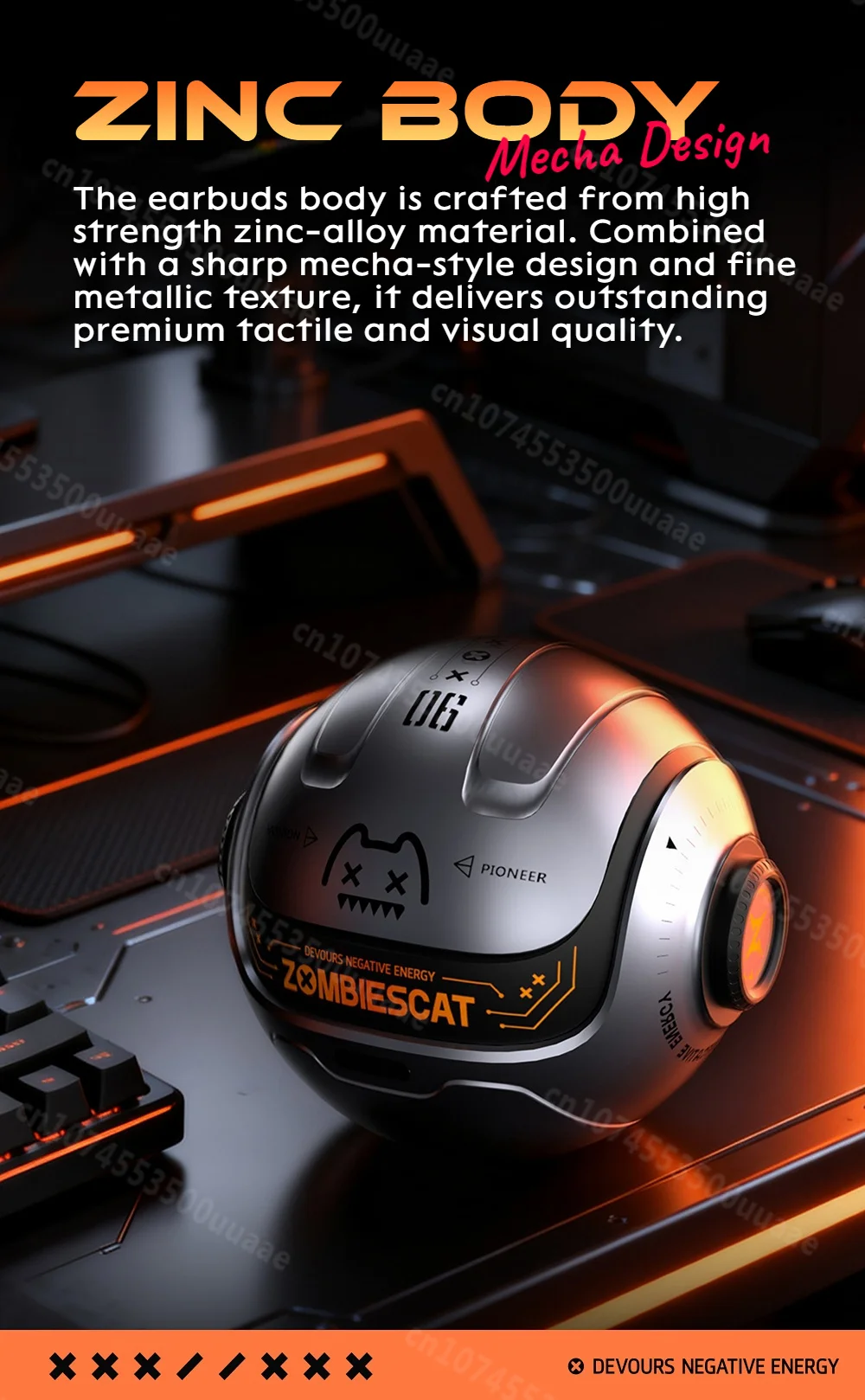 Zombies Cat B26 Alloy Mecha ANC Ohrhörer -45dB Aktive Geräuschunterdrückung Bluetooth 6.0 Kopfhörer KI-Übersetzung Kopfhörer mit APP – Detail 14