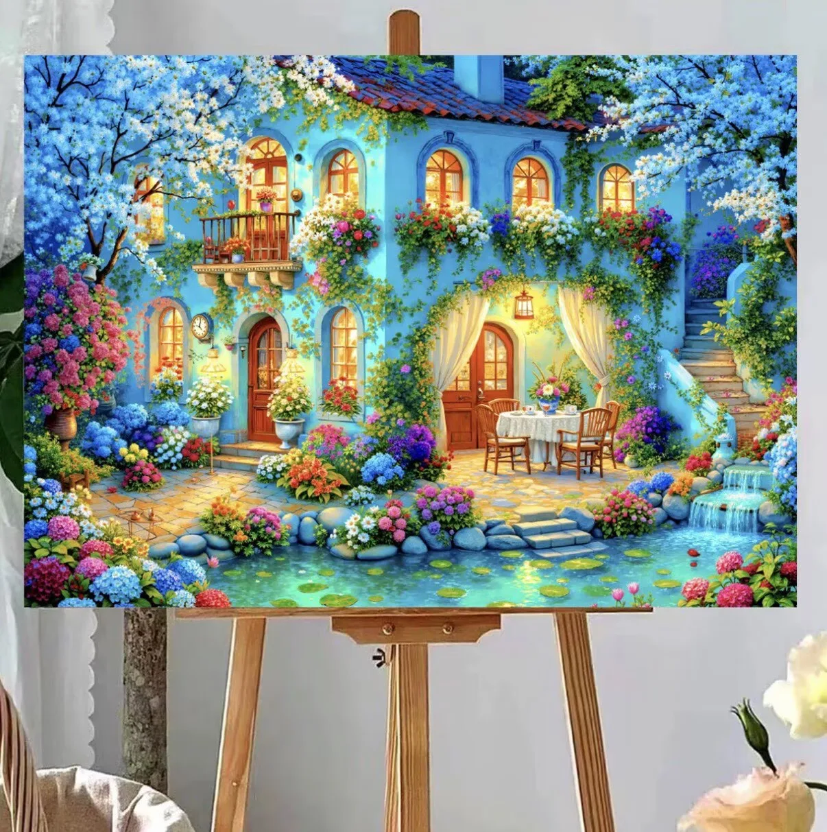 9ct 100x75cm Courtyard Embroidery Kit DIY Cross Stitch Needlework Set 70 Colors Home Decor Crafts