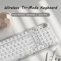 98 Keys Wireless Bluetooth Keyboard Transparent Ice Crystal 2.4G Wireless Keyboard Mouse Set Mute Keyboard for Computer Laptop