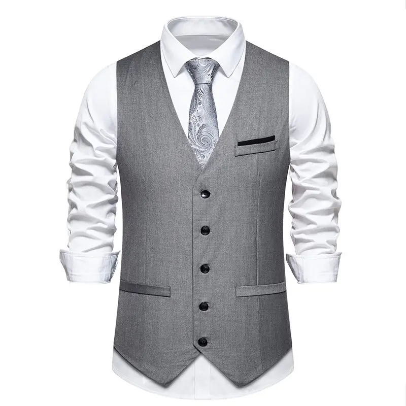 Amazon Cross border Spring/Summer New Vest Solid European Wedding Banquet Single breasted Men's Suit Vest