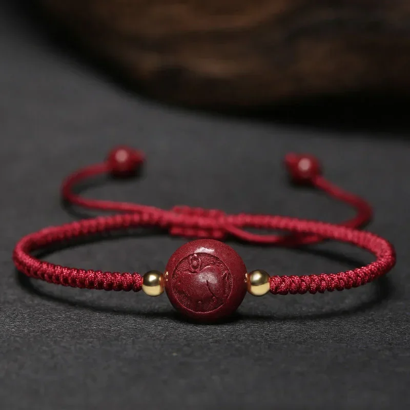 

Customized Cinnabar Chinese Zodiac DIY Bracelet for Woman Lucky Fashion Friendship Gift Red Bangles Handmade Knotted Jewelry