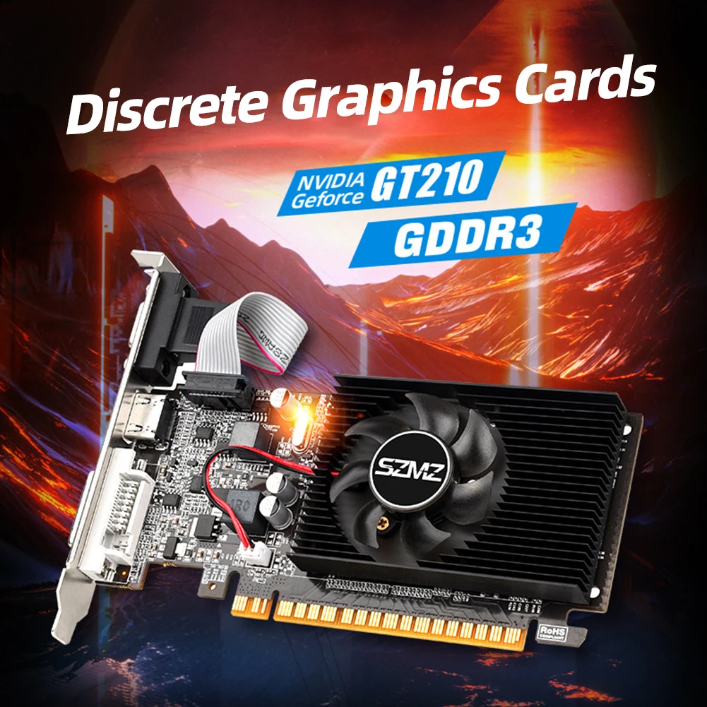GT210 1G Gaming Graphics Card with DVI VGA HDMI-Compatibe Port Low Profile Graphics Card PIC Express2.0 for PC Gaming