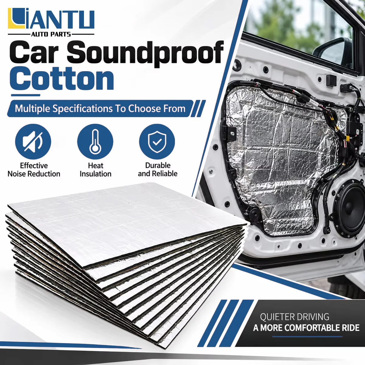 5mm/10mm Auto Aluminum Foil Heat Noise Insulation Insulation Cotton Pad High Density Material Self-Adhesive Pad Automotive Parts