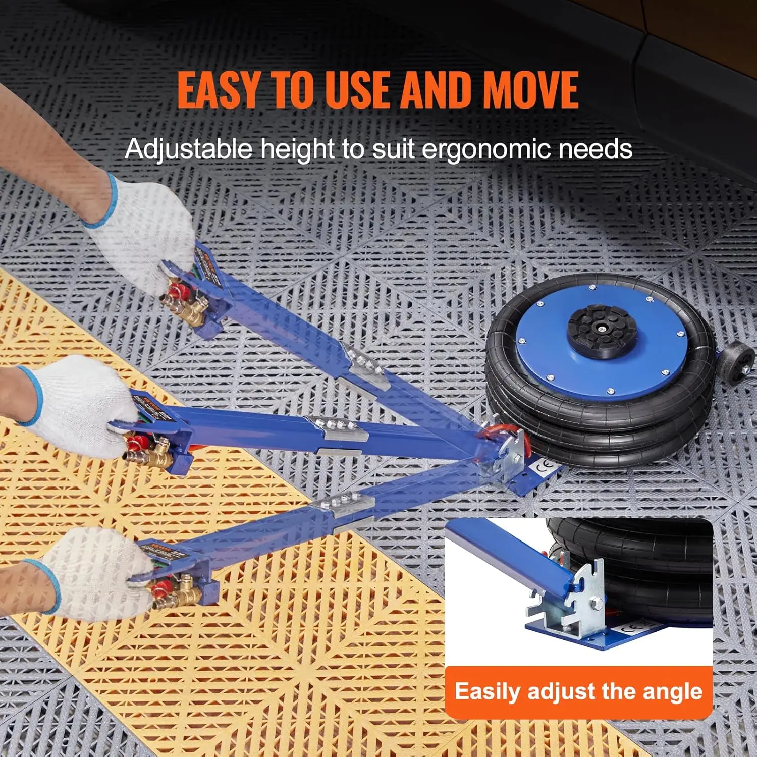 5 Ton Triple Bag Air Jack, Fast Lifting Pneumatic Jack with Steel Pipes, Adjustable Handle for Car Repair