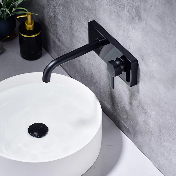 Brass Wall-Mounted Basin with Panel LED Digital Temperature Display Faucet Single Handle Bathroom Mixer Taps