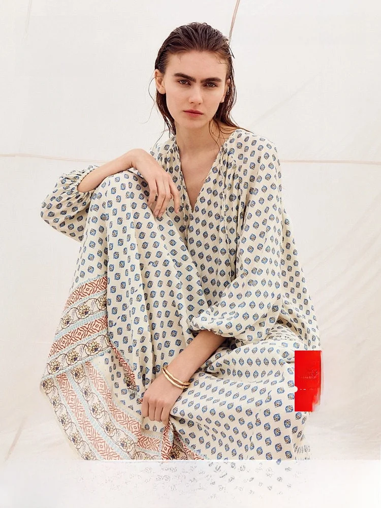 

H&M Women's Dress 2026 Summer New Lantern Sleeve Court Large Silhouette One-Piece Dress 1333212 Casual Long Sleeve Loose Fit ...