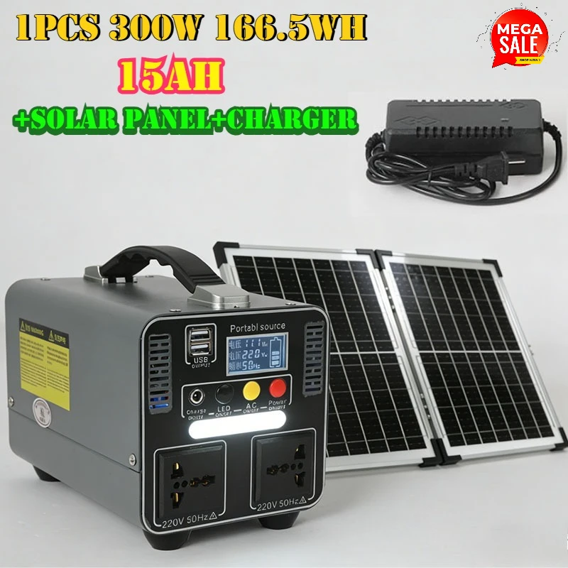 LiFePO4 220V hoogvermogen voedingseenheid 30AH zonnepaneel energiecentrale 166,5Wh 333Wh batterij noodstroomvoorziening kamperen