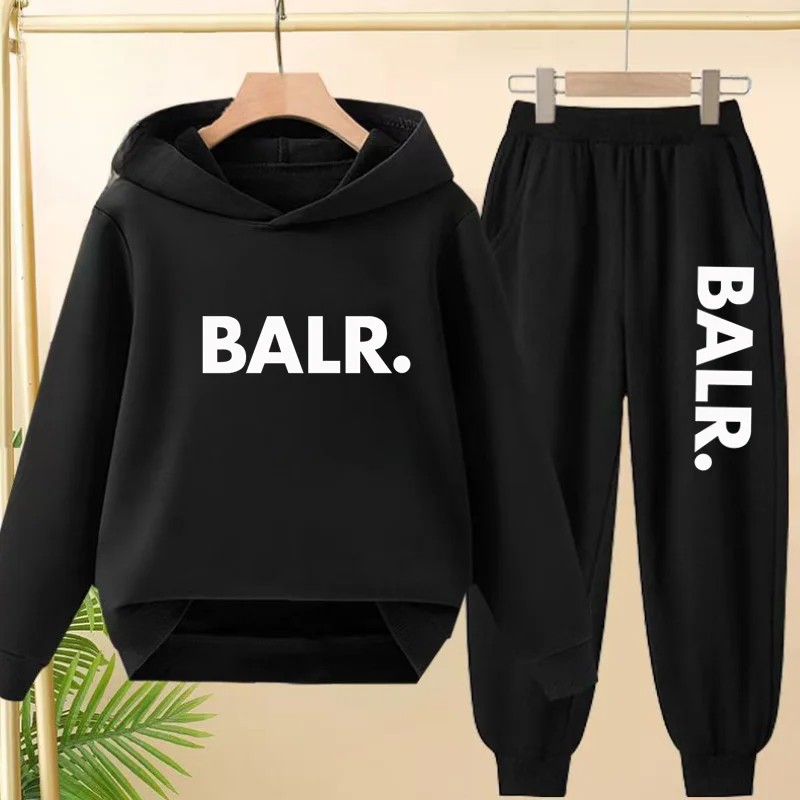 

2 Piece Set 3-12 Age Children Autumn Winter Casual Boy Girl Hoodie Trousers Pullover Letter Hooded Outdoor Sportswear Outerwear