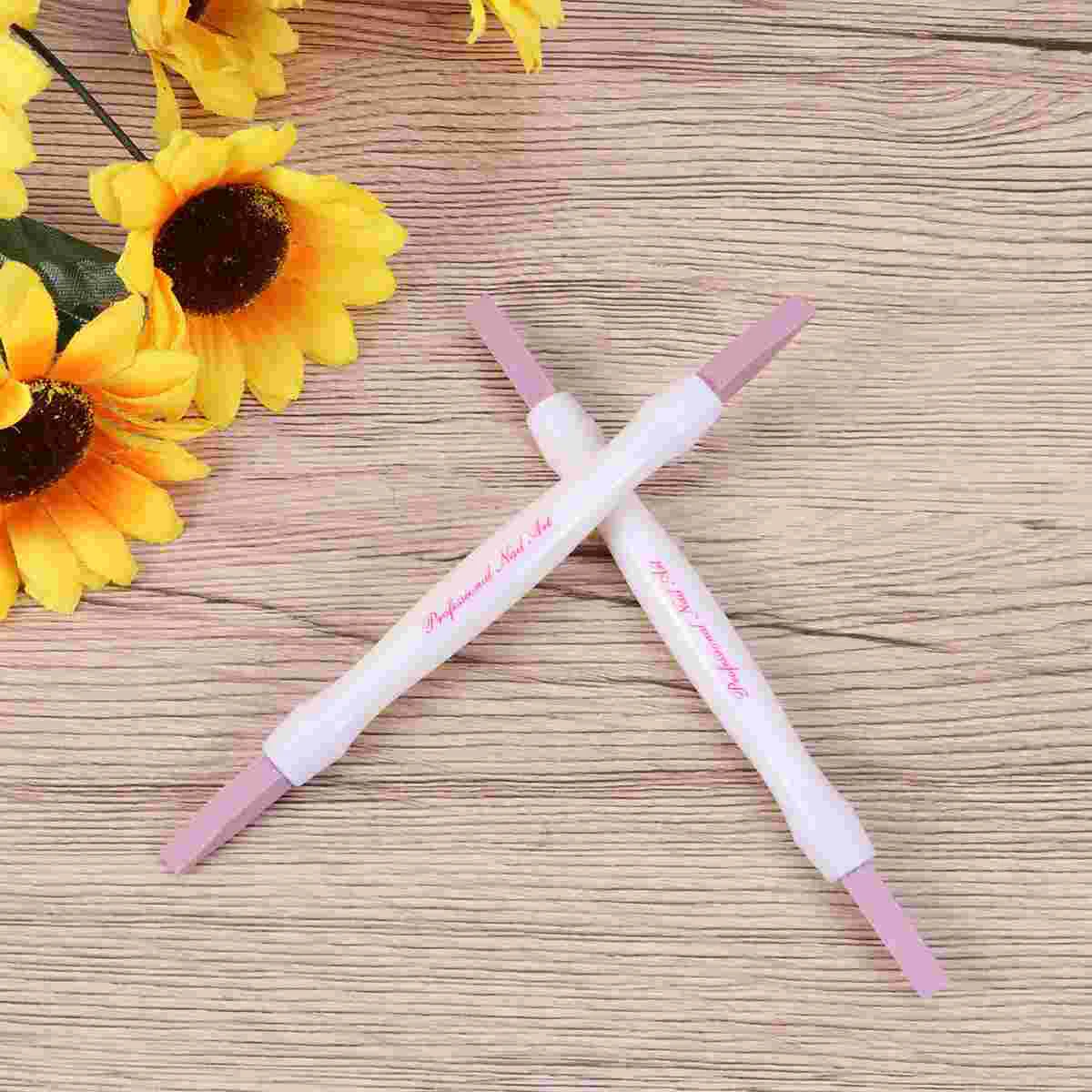 2 Stuks Manicure Scrub Polijsten Tool Nail Tools Lipgloss Containers Lege Vingernagel Vijlen Dubbele Kop