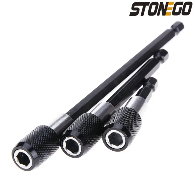 STONEGO 1PC/3PCS 1/4 cala Szybki uchwyt sześciokątny Magnetyczny uchwyt wkrętaka elektrycznego Przedłużacz 60/100/150mm Pręt przedłużający