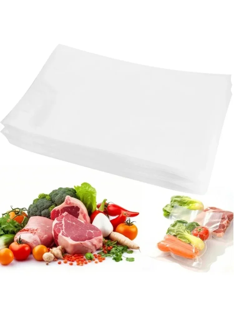 100 Stück Lebensmittel-Vakuumbeutel Wiederverwendbare Verpackungsbeutel für Vakuumierer Fleisch Obst Gemüse Sous-Vide-Kochbeutel