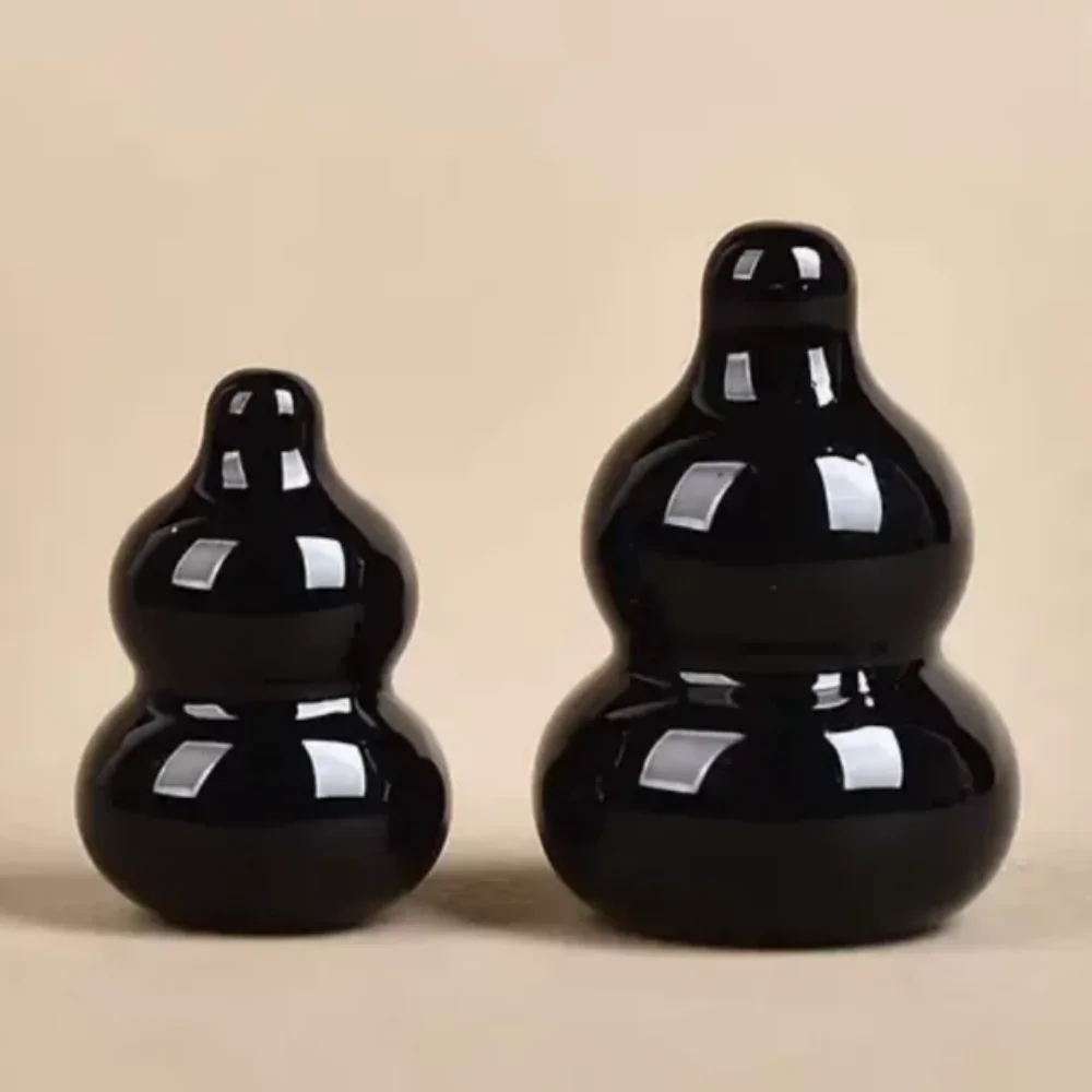 

Natural Obsidian Gourd Healing Crystal Polished Gourd Ornaments Crystal Stone Healing Magic Advanced Collection for Decoration