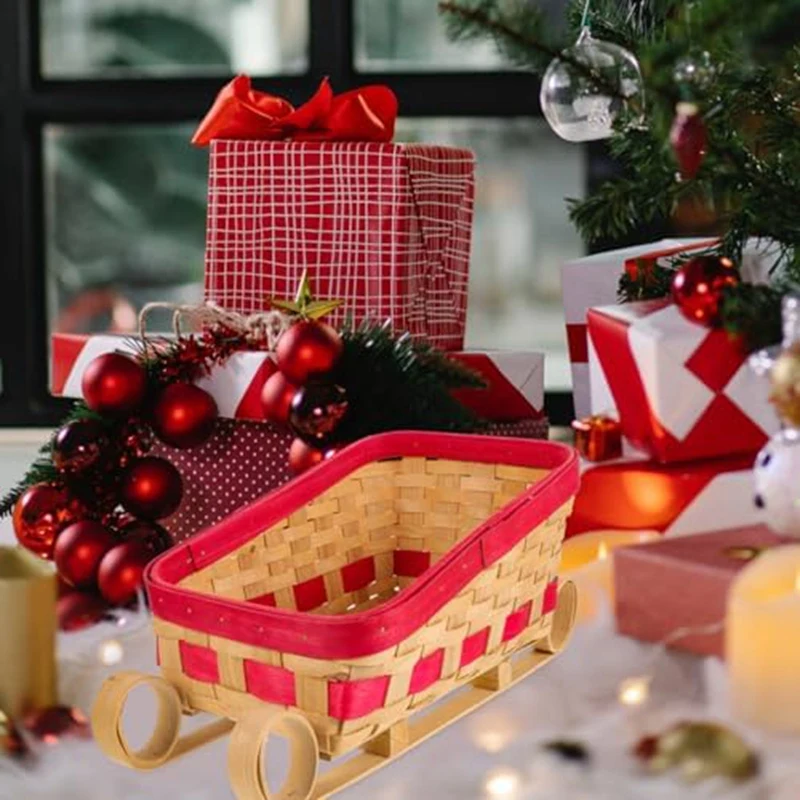 Sleigh Basket Candy Storage Basket Table Centerpiece Sled Ornament Sleigh Basket Snack Container