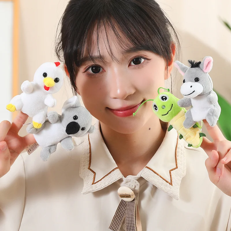 Insect Farm Animals Cartoon Hand Doll Finger Puppet Baby Children Story Early Education Soothing Doll Dragonfly Cow Plush Toy