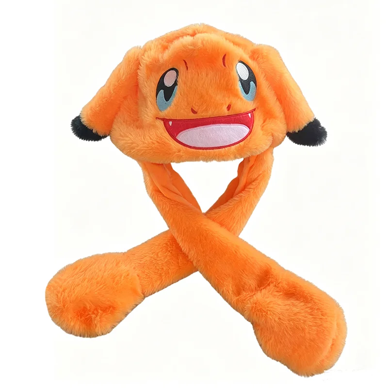 Cute Moving Ears Plush Pokemon Hat Soft Fluffy Cartoon Hat Pikachu Charmander Gengar Cosplay Hat Gift For Adults Kids Boys Girls